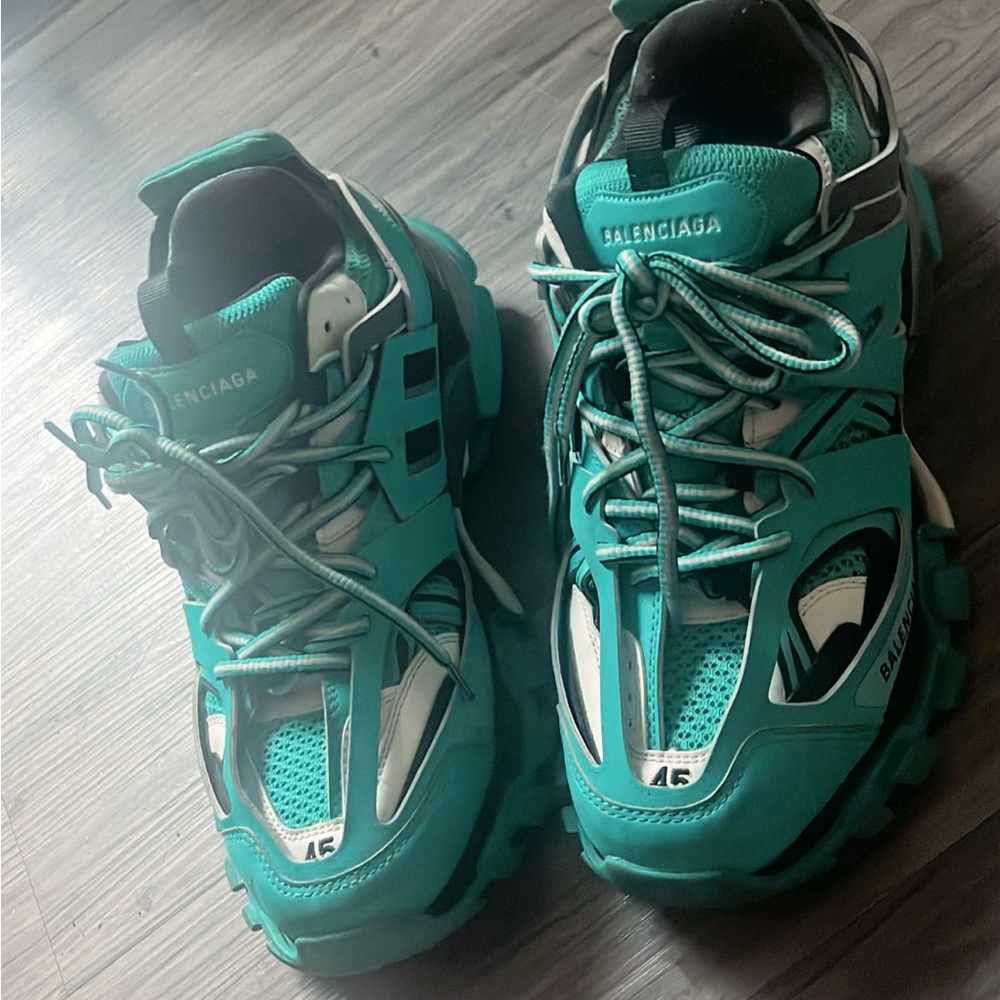 Balenciaga Turquoise and White Athletic Shoes